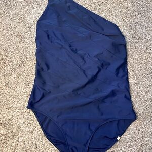 Summersalt navy blue Sidestroke one piece swimsuit,  long torso, plus size 16LT